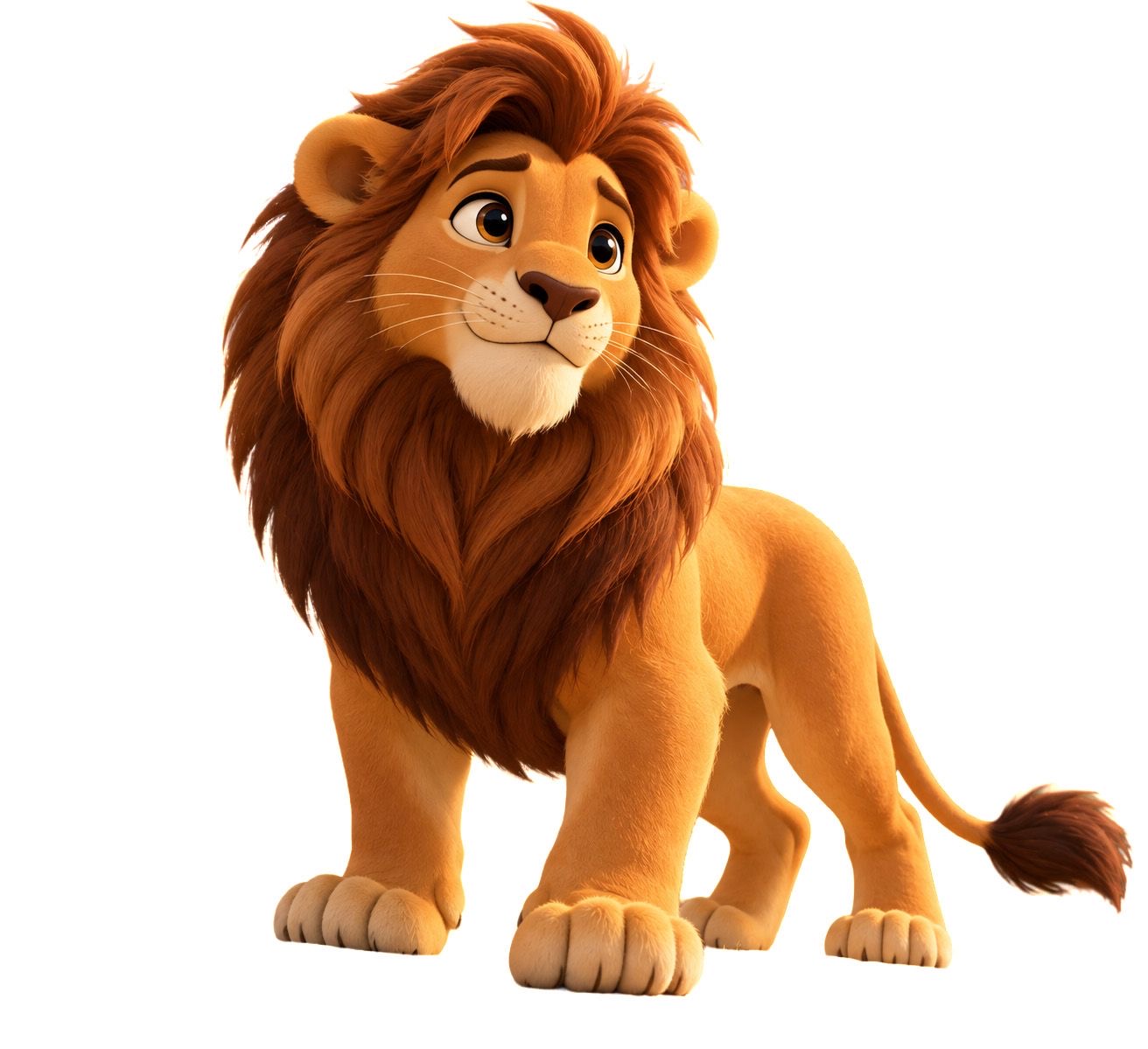 Leo, un león de gran corazón, sobre fondo blanco